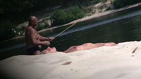 Hot nude blonde sunbathing filmed by hidden beach camera