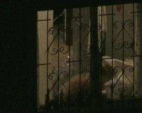 Naked girl in window