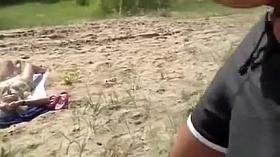 Stroking to tanning woman that does not know it