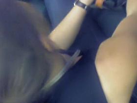 Staying behind chubby chick and looking down her blouse