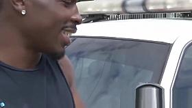 WHITE officer gets pounded by black muscled THUG