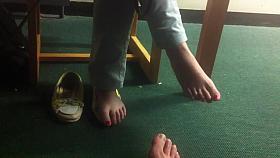 footsie with shy chinese student in library