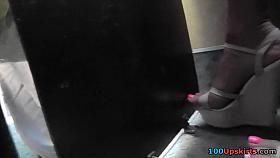 Bus upskirts with legs and gazoo cheeks