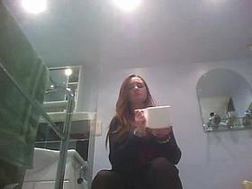 young girl in a toilet