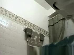 Blond big tit hidden bathroom cam