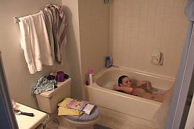 Tattooed brunette relaxes