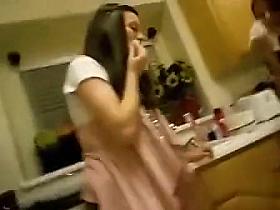 Cute girls try the cinnamon challenge