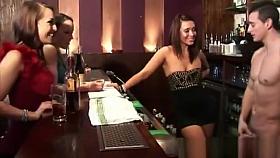 Behind the bar handjob from the eager pub visitors