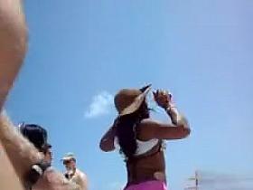 Horny man with his boner out at the beach