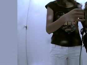 Small breasts teen dresses in beach cabin