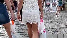 Girl in white transparent dress