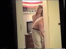 Window voyeur man admiring his beautiful naked neighbor