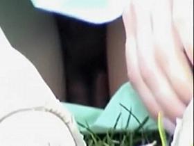 Neatly trimmed pussy caught in the park