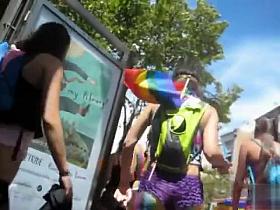 Sexy babes walk around in shorts that barely cover their asses