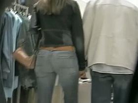 Candid butt video of two smoking hot brunettes in tight jeans