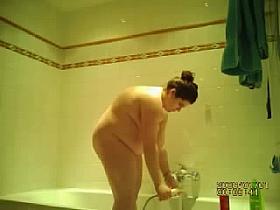 preggo slut in the showers