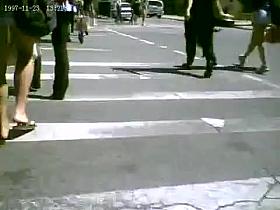 Hot Blonde Upskirted on the Escalator