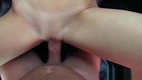 Teen hitchhiker gets cumshot in car