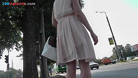 Upskirt goodies of the stunning babe with slim body
