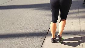 Yoga pants- Blonde jogger thong vpl ass