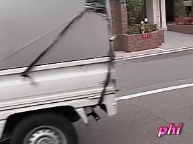 Asian babe in boots skirt sharked while buying soda