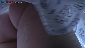Amateur up skirt action with a girl in a-line dress
