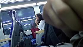 I jerk off my dick on an unsuspecting brunette chixor