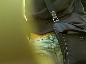 Gentle butt spied in portable toilet