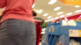 Denim skirt MILF upskirt