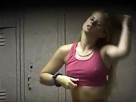 Sexy nurse changes into skintight gym clothes