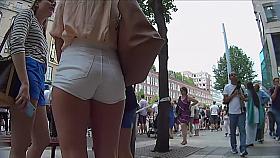 Peeping asian upskirts and sexy feet