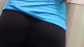 Shop assistant in tight leggings