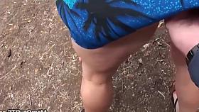 Horny mature milf cougar fucks outside and give blowjob outsi