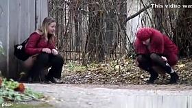 Sexy teens peeing outdoor