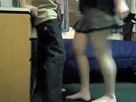 Crazy dude lets his nasty chick knee him in the nuts over a