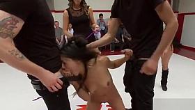 Hot wrestler group fucked by audience