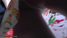 Hotty in flowered suit white upskirt