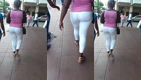 Leggins Blancos Transparencia Calzon a Rayas Culazo Negra