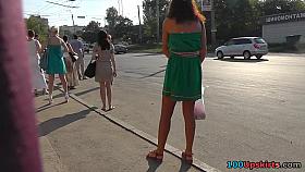 Breathtaking redhead upskirt beauty