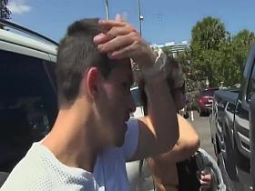 Super hot latina beach tease and finger