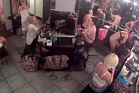Pretty strippers going naked in the backstage
