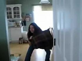 Teen girls play around and wrestle