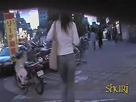 Top sharking scene of slender surprised chick being caught of her guard