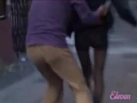 Street sharking video shows a hot Asian business woman