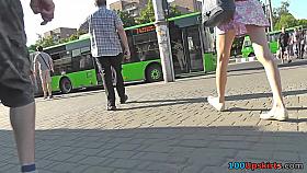 Classic panties of a chick seen in free upskirt video