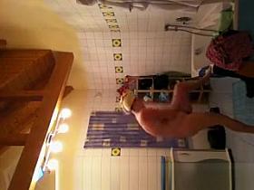 Chubby wife on bathroom spy cam