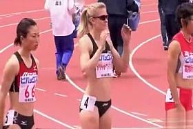 Lean body sprinters get ready for a race