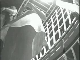 Striking blonde bares her pussy to an upskirt voyeur