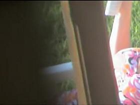 Beach voyeur hunter admires busty bimbo in the swimsuit