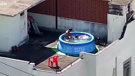 Man and woman fucking in the pool